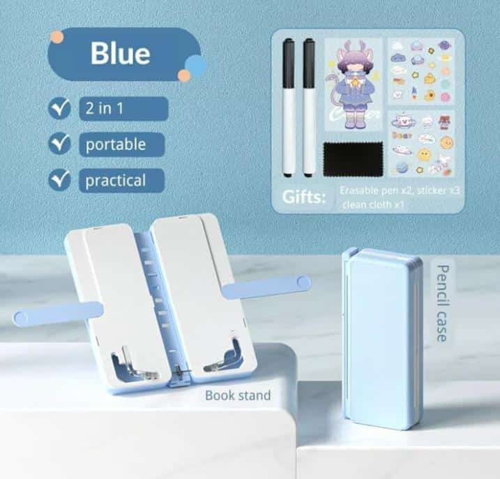 Rarelyst Geometry Box Book Stand Flexible Lightweight Page Holder Clips Plastic Pencil Boxes For Boys & Girls.