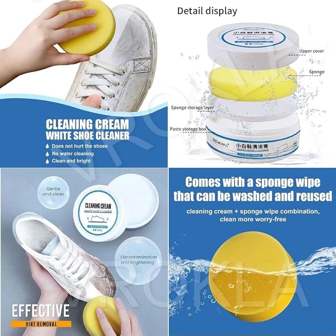 White sport shoes cleaning cream