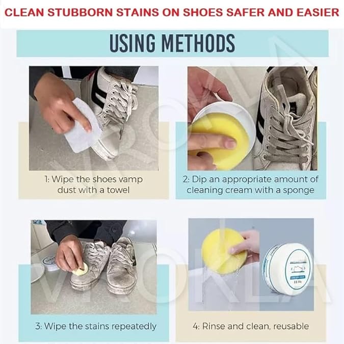 White sport shoes cleaning cream