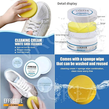 White sport shoes cleaning cream