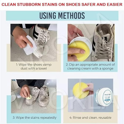 White sport shoes cleaning cream